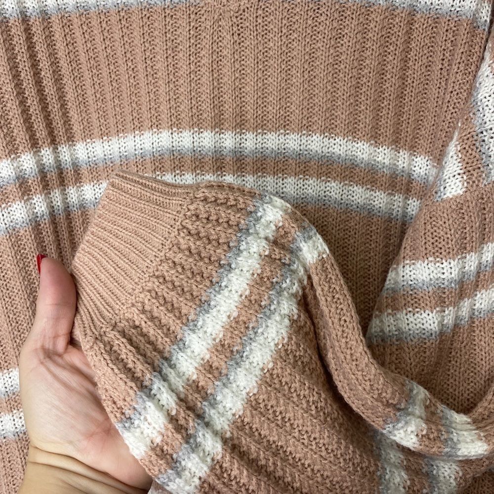 Rue 21+ destructed hem pink striped sweater 2X - Picture 5 of 7